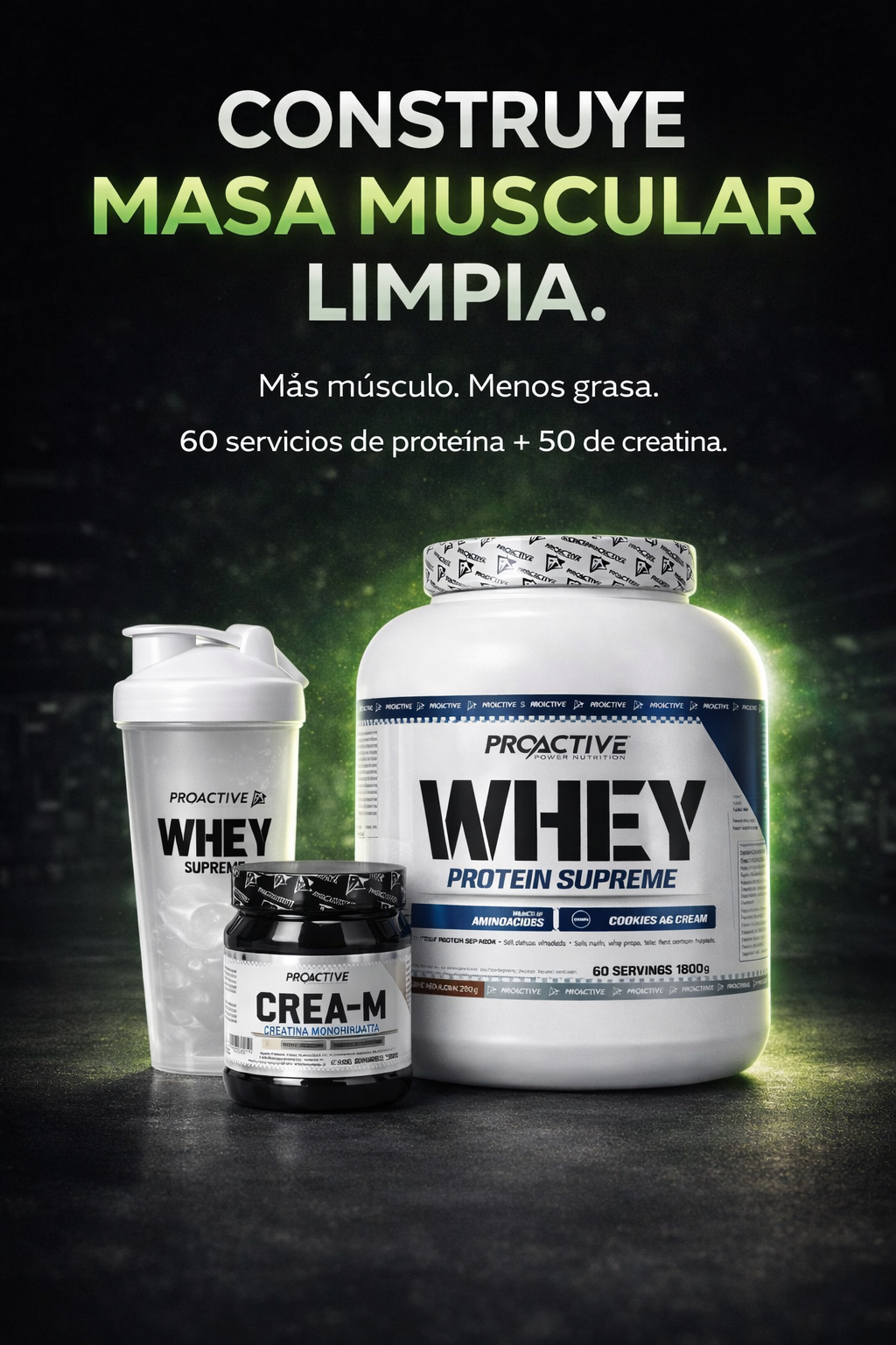 COMBO PROTEÍNA WHEY 4 LB + CREATINA MONOHIDRATADA 50 SERVICIOS CON SABOR | MASA MUSCULAR LIMPIA + VASO MEZCLADOR GRATIS - Imagen 3