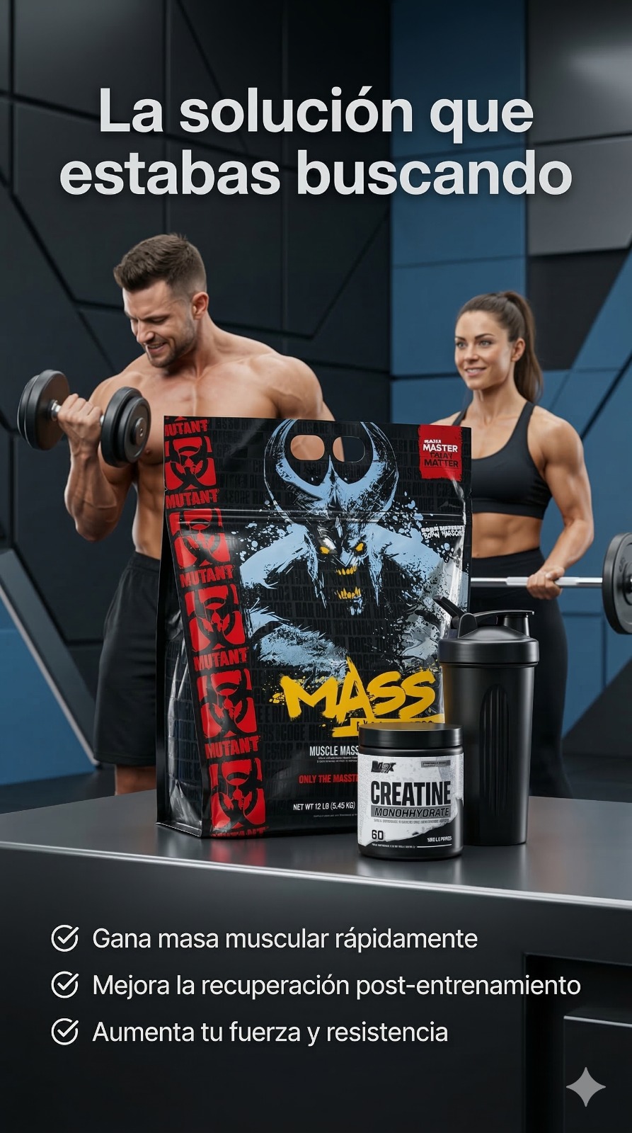 COMBO MUNTAT MASS 2500 12 LIBRAS + CREATINA NUTREX 60 SERV - Imagen 2